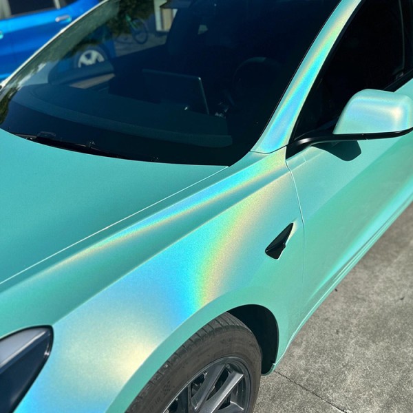 Glossy Laser Baby Blue Car Color Change Stickers PVC Vinyl Wrapping Car Film Stretchable Air Release