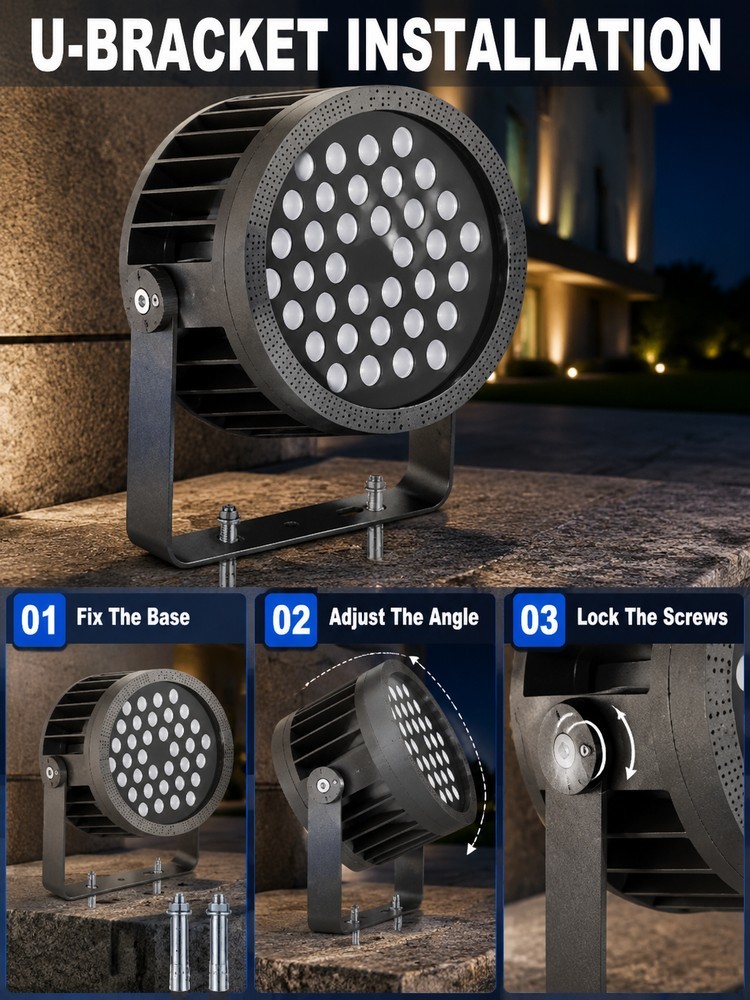 Aluminum Housing RGBW Outdoor LED Floodlights for Shopping Plaza Center Hotel Entrance