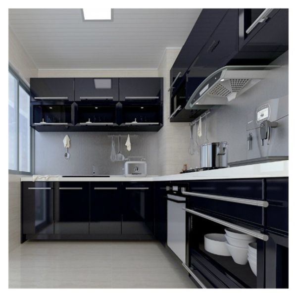 High Gloss Black  Modern Kitchen Cabinet Smart Complete Kitchen Cabinets