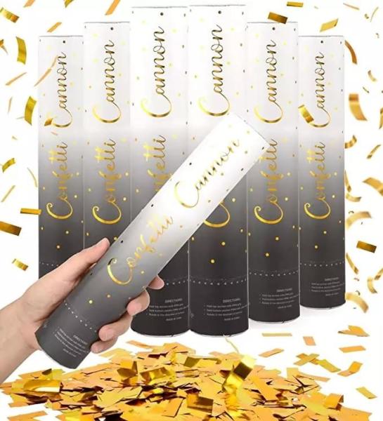 Wholesale New design Black and White Gradient Tube Gold Foil Shells party popper for festival celebration