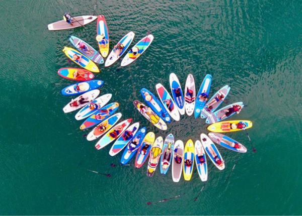Yellow Customized Inflatable Water Toys / Inflatable Sup Board with 2 years warranty
