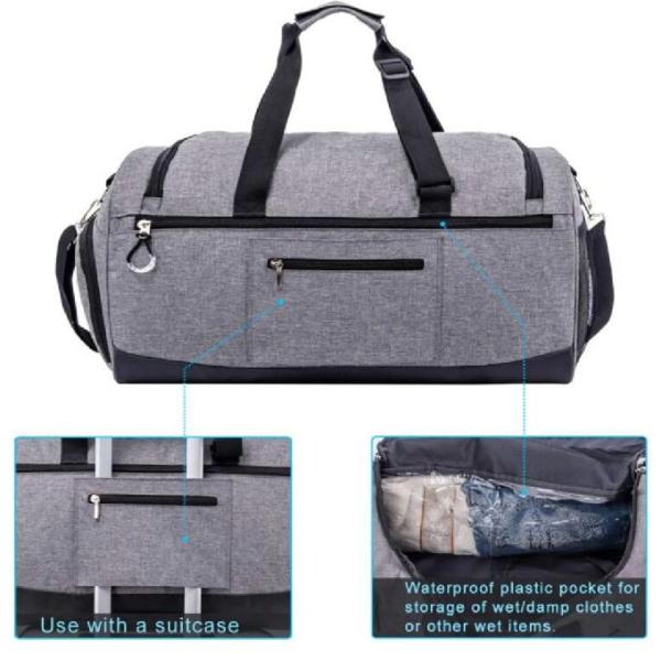 Емкости сумок спорт Оксфорда спортзал изготовленной на заказ большой классический серый для женщины человека