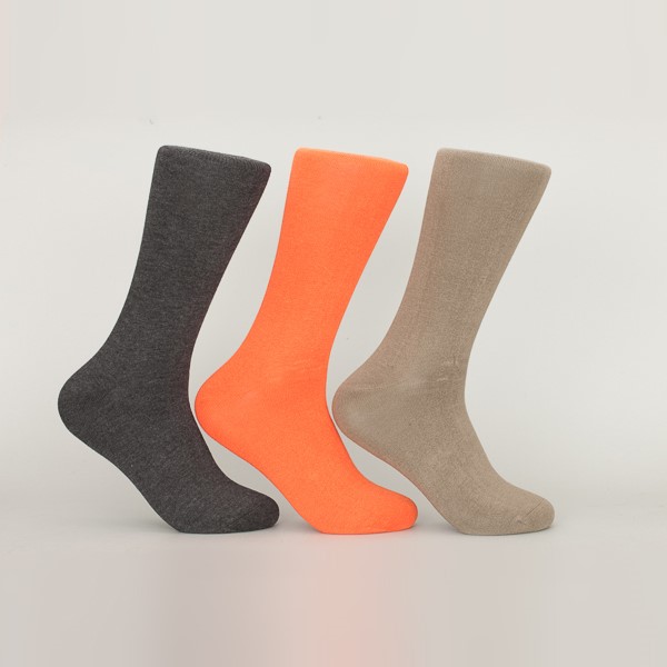 Orange Bamboo Fiber Cotton Dress Socks With Elastane Anti Bacterial Material