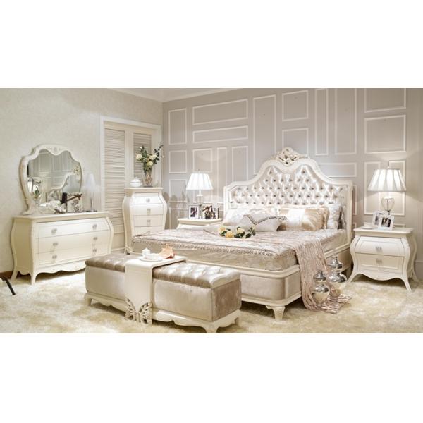 SGS ISO9001 6 Piece Home Hotel Wooden King Size Bed And Wardrobe Set