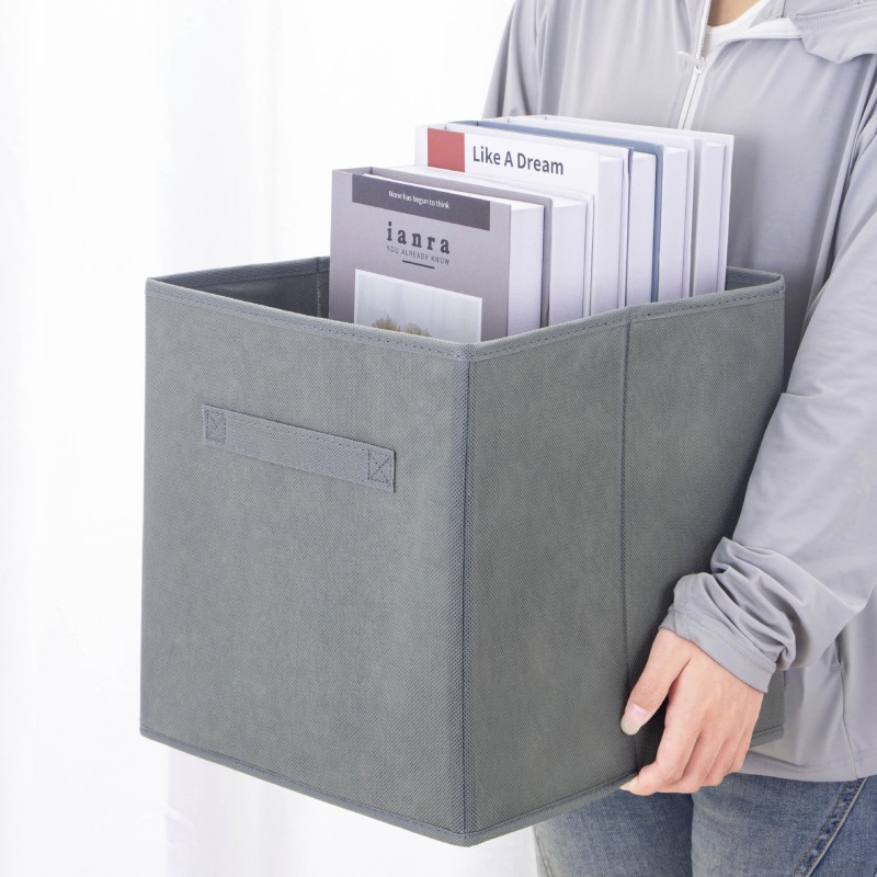 Factory Wholesale Square Foldable Non-Woven Fabric Storage Box Bins Space Saving Closet Storage for Clothing