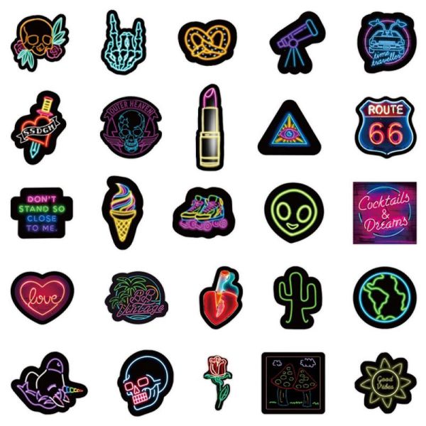 Personalized Neon PVC Kiss Cut Stickers Decals For Home Luggage