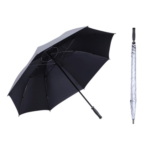 Straight Pattern Golf Size Rain Umbrella with EVA Soft Handle and Silver Coating