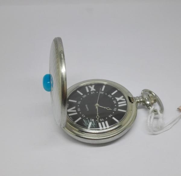 Classical Silver Pocket Watches For Men Quartz With Pendant Chain Fashion