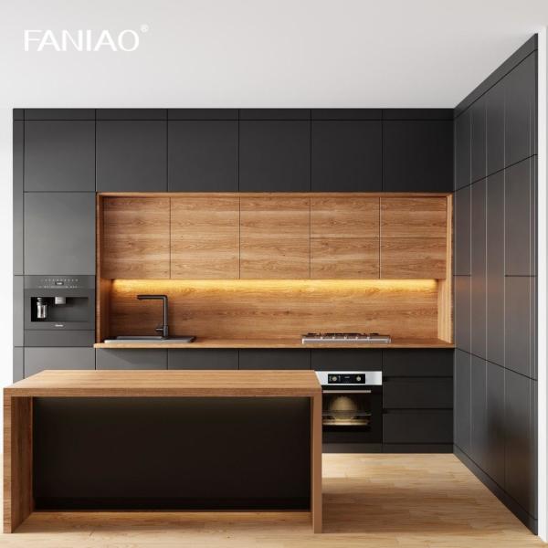 Modular Black Melamine Kitchen Cabinet For Apartment