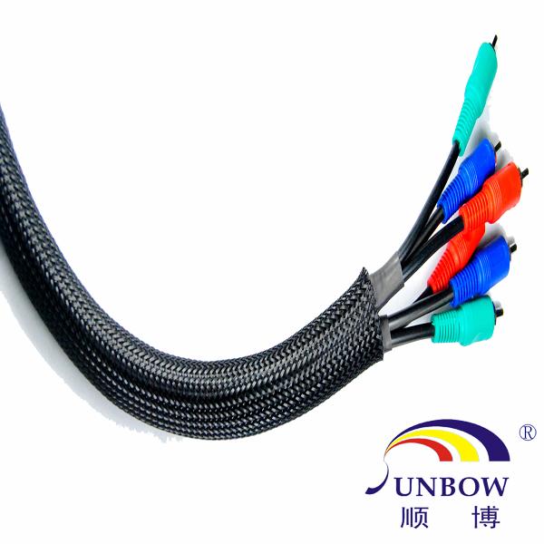 Cable 4mm - 70mm black PET expandable sleeving protect cable / wire harness