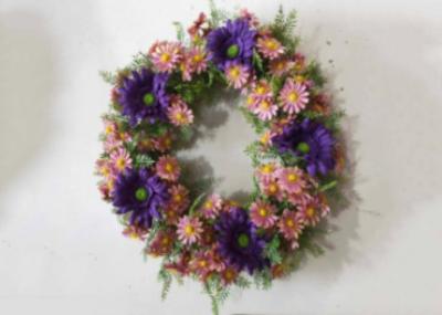 53cm Pink Purple Fake Chrysanthemum Wreath With Green Fern