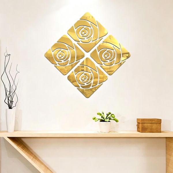 Laser Engraved Gold PMMA Acrylic Mirror Sheet Decorative Pattern for Hotel Restaurant Interior