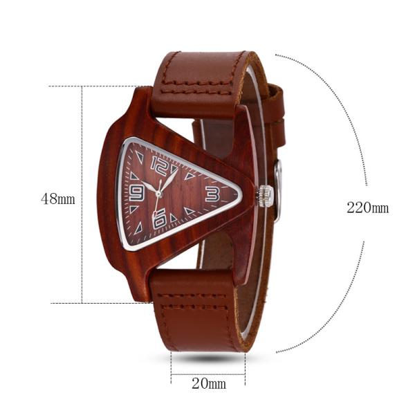 Women Wooden Wrist Watch Black Ladies Quartz Watches Female Bamboo Leather Wristwatch Fashion Triangle Wood Clock Dropsh