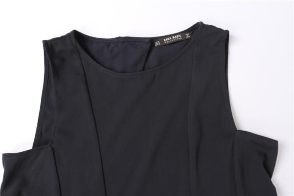 100% Polyester Ladies Dress Clothing Sleeveless Black Short Dress Casual