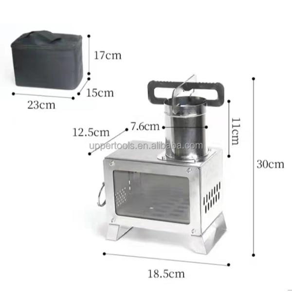 Estufas de leña de escritorio compactas y duraderas para acampar 23*15*17cm