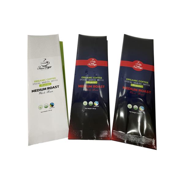 Side Gusset Coffee Bag Aluminum Foil PE Lamination 250g with Valve Moisture Proof Glossy