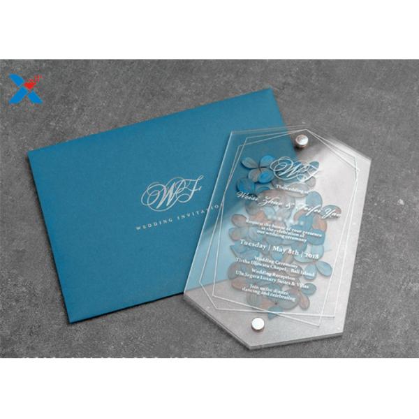 Romantic Acrylic Gifts Size Customized Acrylic Wedding Card OEM / ODM Available