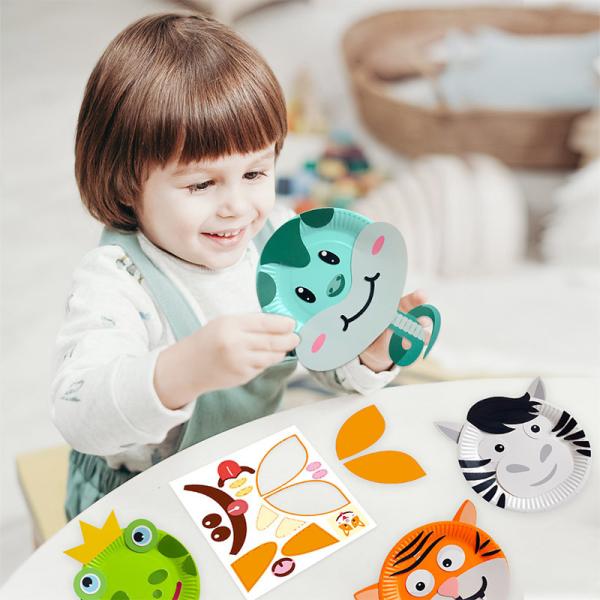 5 PCS DIY Disposable Animal Paper Plate Craft Kit For Holiday And Party