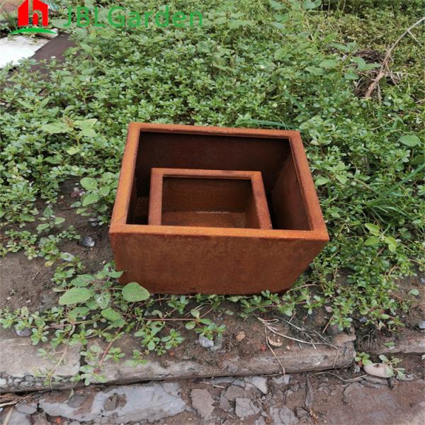 Outdoor Round Flower Planter Pots Corten Steel Material