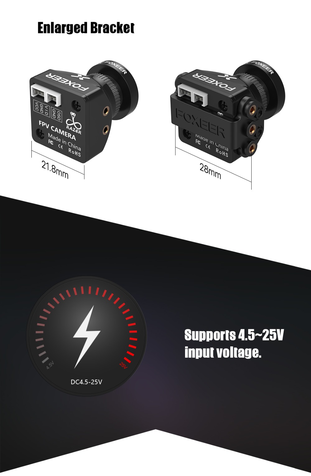 Factory Outlet Foxeer Mini HD 5MP 2.1mm M12 Lens 1200TVL Standard FPV Camera