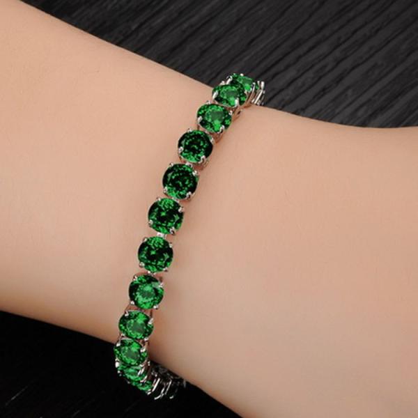 Princess Green Cubic Zironia Tennis Bracelet Charm Women Wedding Jewelry (JKS408GREEN)