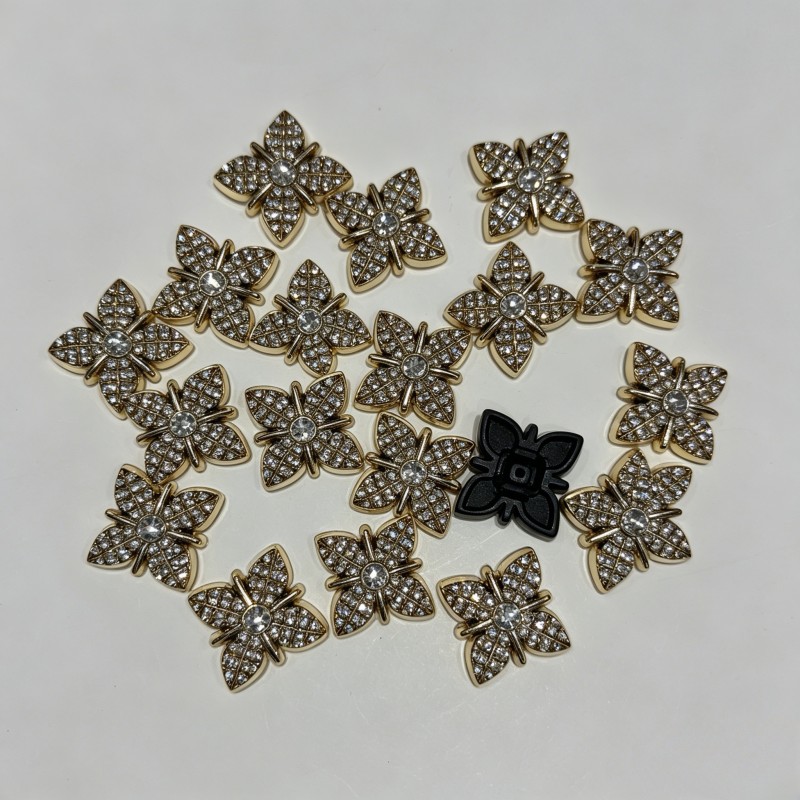 Pin Buckle Flower Diamond Shoe Line Square Shape Fits Most Ladies Shoes Straps
