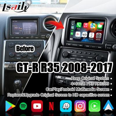 Tela dos multimédios do carro de Lsailt para GT-r R35 GTR com 4+64GB CarPlay sem fio, exposição da elevação