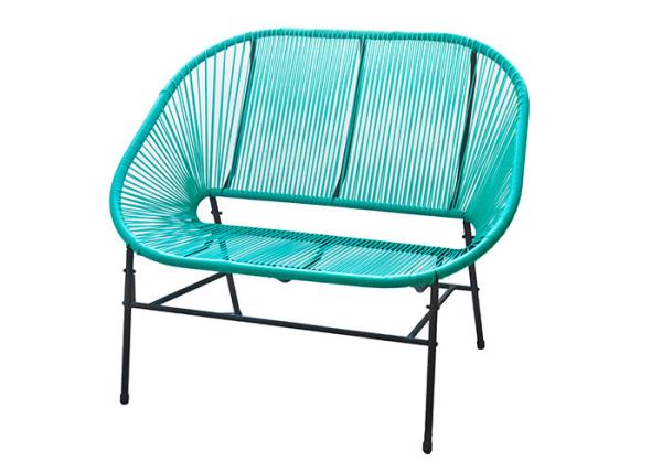 Outdoor PP Double Rattan Chair 74x115x94cm Steel Frame
