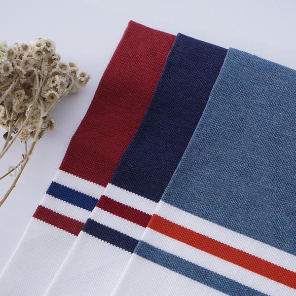 Breathable Cotton Pique Fabric Double Yarn Knitted Texture 185cm WJ-402-19520