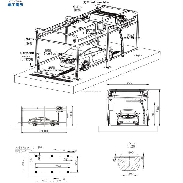 Автоматическая машина для стирки автомобилей без соприкосновения с общей массой / объемом Автоматический робот для стирки автомобилей ≥ 2100 кг / ≥ 7,5 куб.