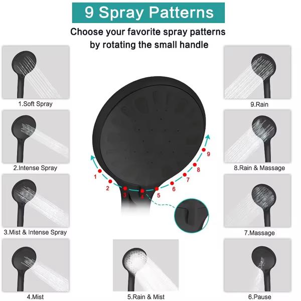 10 12 Inch High Pressure Rain Shower Head Combo with Adjustable Extension Arm and Handheld