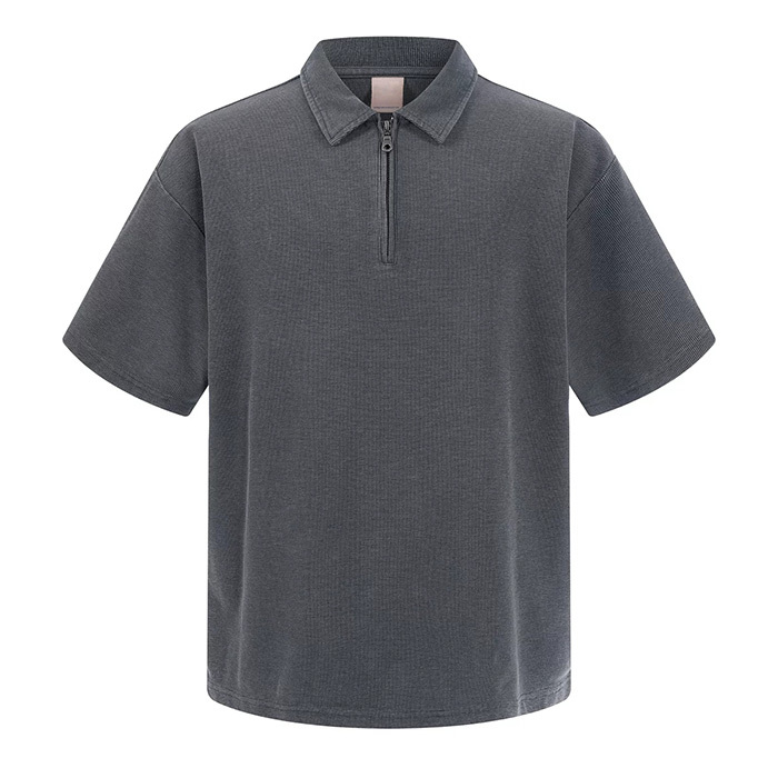 Collared Unisex Polo T Shirts 325GSM Waffle Knit Polo Shirt Cotton Blend