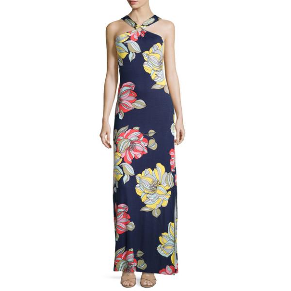 Floral-Print Maxi Halter Dress maxi dress