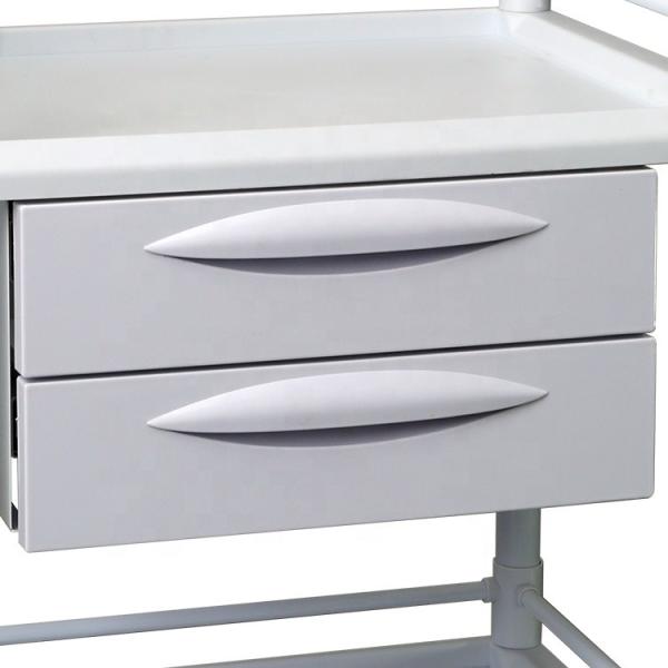ISO 13485 Two Shelf Medical Trolley Cart Four Steel Pipes