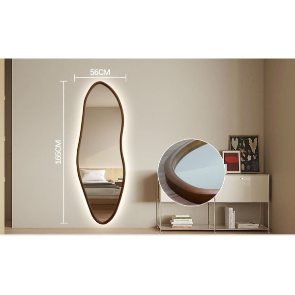 Asymmetrical Irregular Shape LED Mirror IP66 Solid Wood Frame LED Mirror