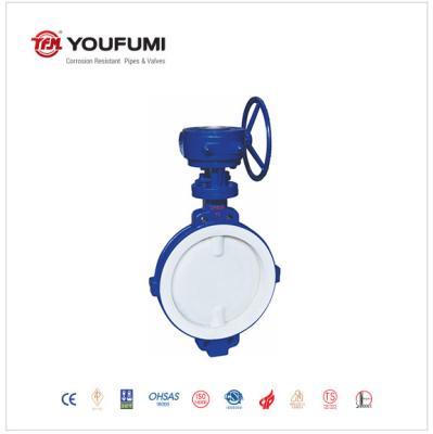 JIS Standard PFA Lined Butterfly Valve , PN16 Wafer Type Butterfly Valve 150mm