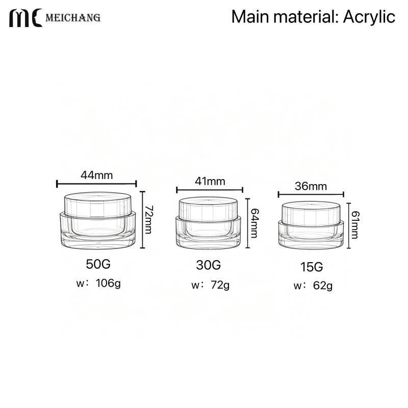 15G,30G 50G Luxury Double-Wall Acrylic Cream Jar for Moisturizers & Eye Creams Custom Logo Cosmetic Packaging(MC-515)