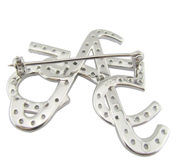 Ligeiro e intrincado 925 Silver Pin Brooch Com CZ Sterling Silver Brooch Sua Bolsa Brooch Design