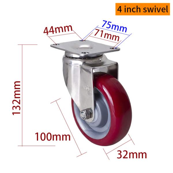 EDL 4Inch Stainless Steel Medium Duty Caster With Durable  Wheel Loading 150Kg S544P-85