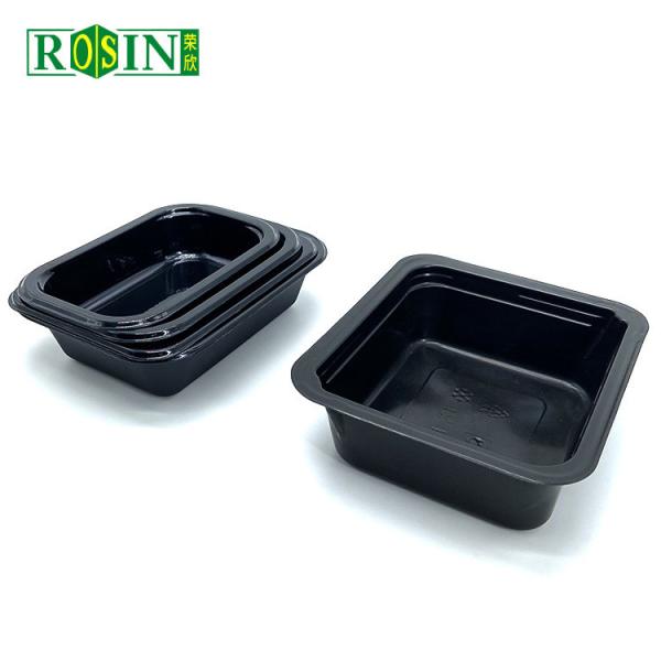 Customized Disposable Plastic Meat Packaging Trays Fresh Lock Black