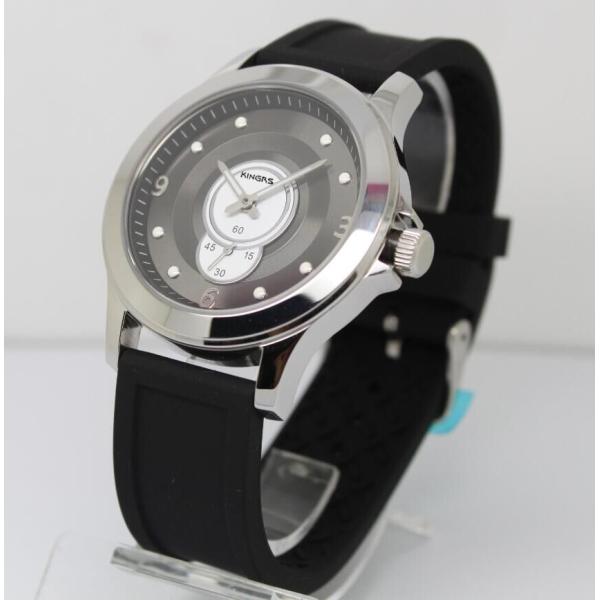 41.0mm men's round rubber band quartz wrist watch with stainless steel case ,special movement