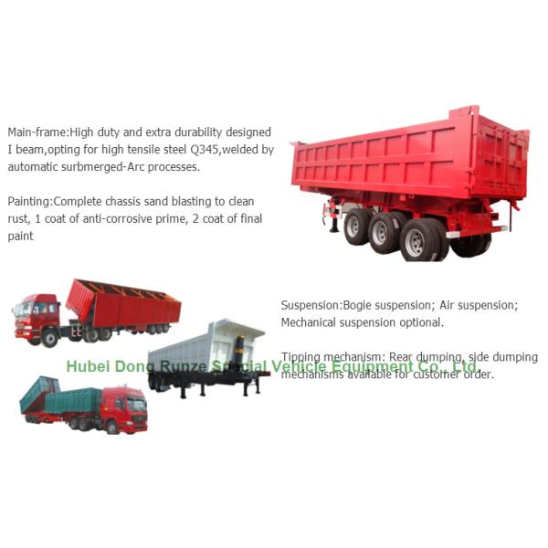 U shaped stone carrying Dump truck semi trailer Heavy Duty 2 Axles 22CBM -25 CBM