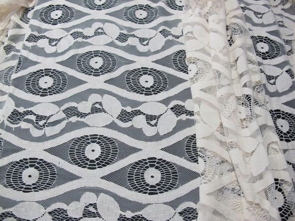 Soft Ivory Cotton Nylon Voile Lace Fabric , Floral Lace Mesh Fabric SYD-0012