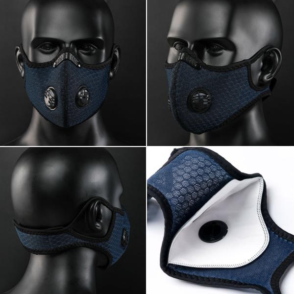 5Ply PM2.5 Protective Filter Face Mask with 2 exhalation valves Outdoor Sports Bike Motorcycle Face Mask