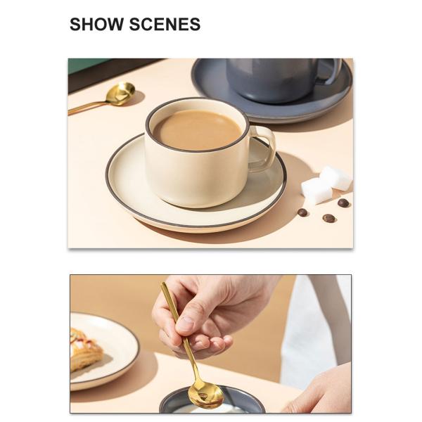 250ml Capacity Nordic Matte Ceramic Coffee Mug and Plate Bundle with Matching Spoon