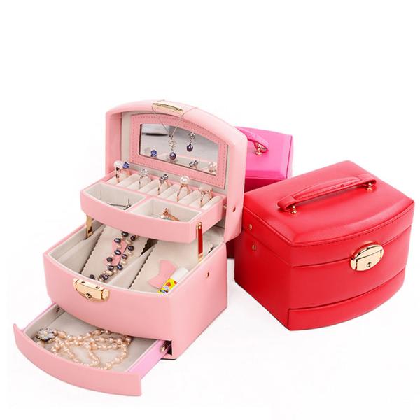 Free Logo Leather Luxury Jewelry Case Organizer Box PU leather jewelry storage box