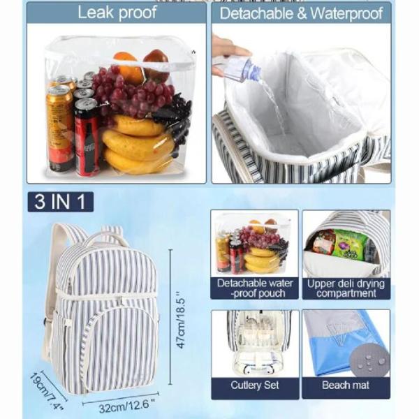 2 в 1 изолированном легковесом рюкзаке охладителя пикника пляжа водоустойчивого рюкзака обеда доказательства утечки располагаясь лагерем