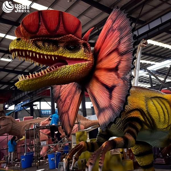 Dual Crown Dinosaur Model for Theme Parks and Jurassic Outdoor Shows