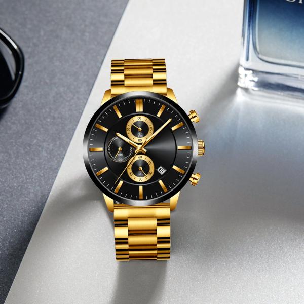 Задняя часть PVD нержавеющей стали дозора Японии Movt людей покрыла наручные часы календаря