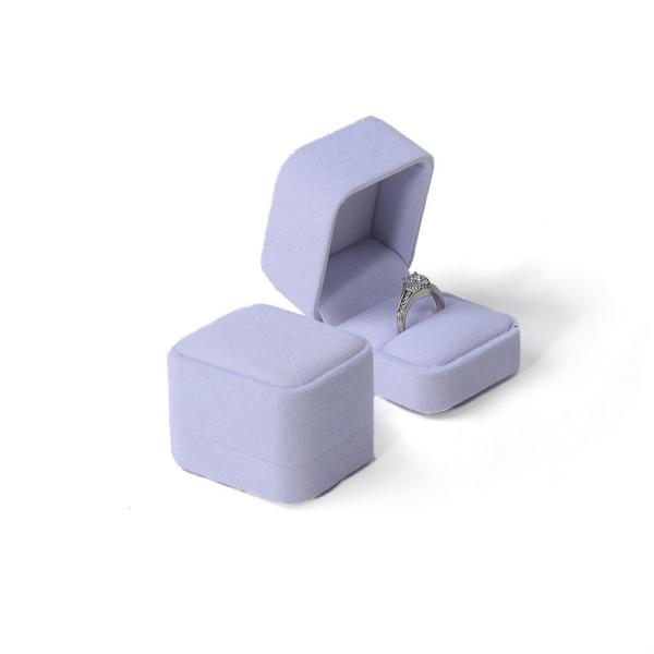 Unique Dual Ring Box Custom Velvet White Jewellery Engagement Ring Packaging Box